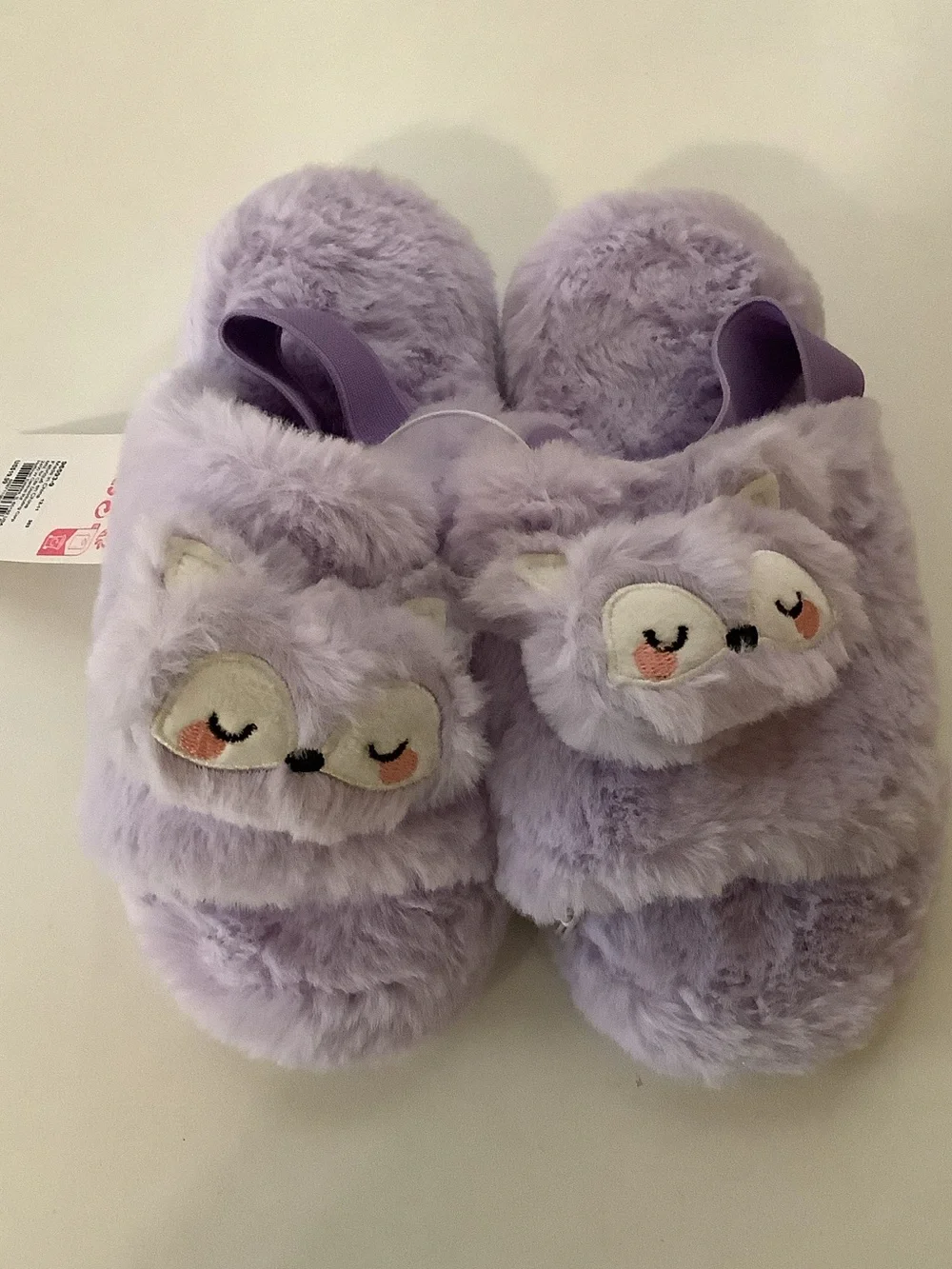 Claire’s Girls Size Large Lavender Plush Animal Slippers. New With Tags